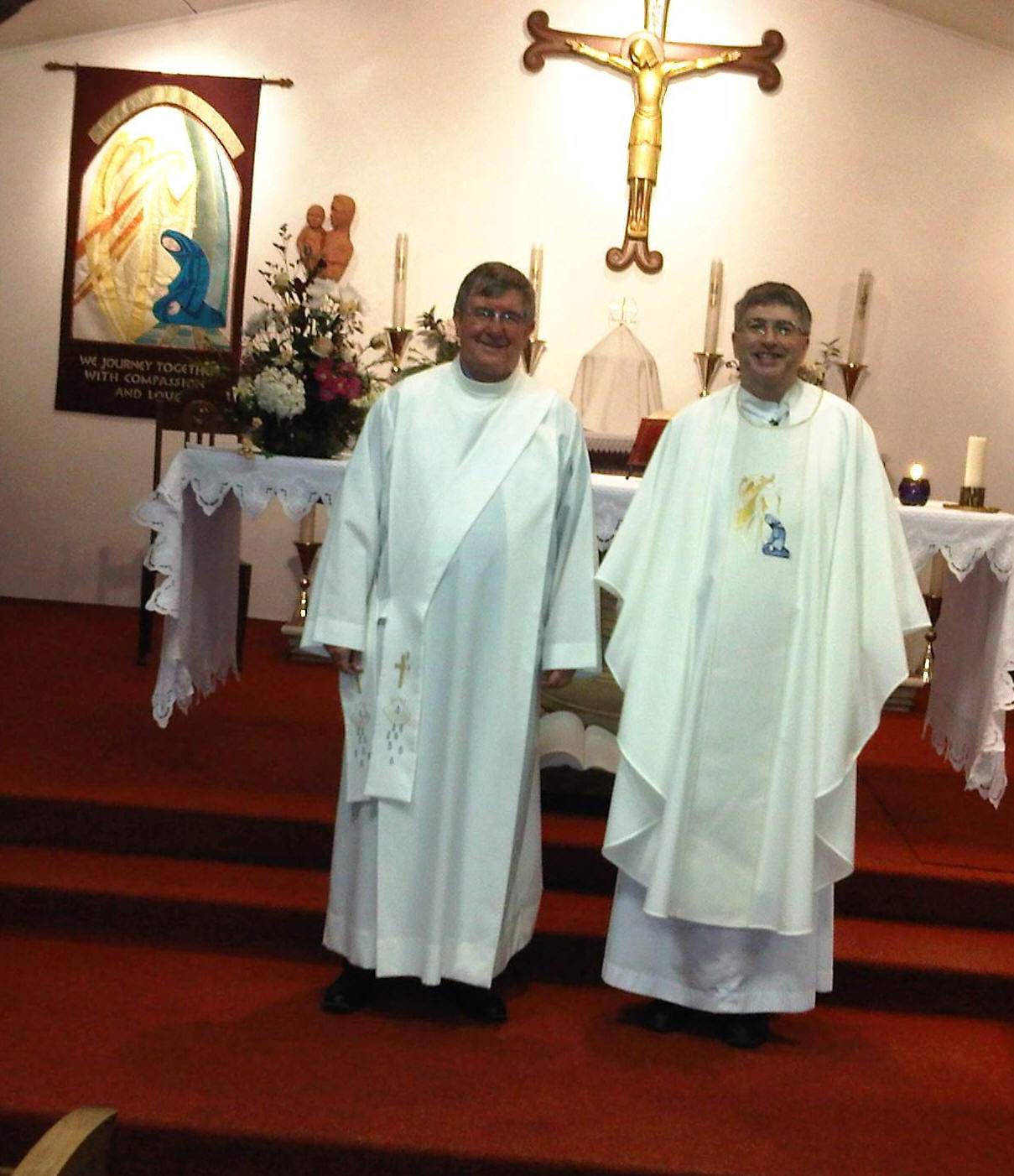 Picture of Deacon Eddie (Left) and Fr. Tony (Right) on the St. Gabriel's altar.